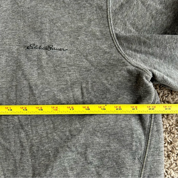 Eddie Bauer Men's Sweater Large Gray/Green Y2K Full Zip Fleece Polyester Jacket - Picture 5 of 10